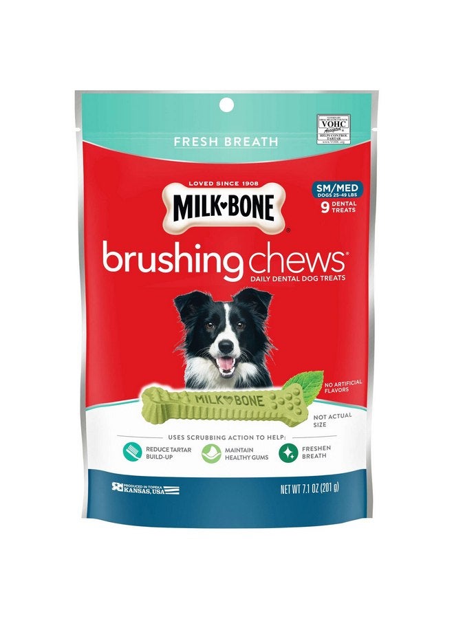 Milk-Bone Brushing Chews Daily Dental Dog Treats, Small/Medium Treats, 7.1 Ounce Pouch - Image 1