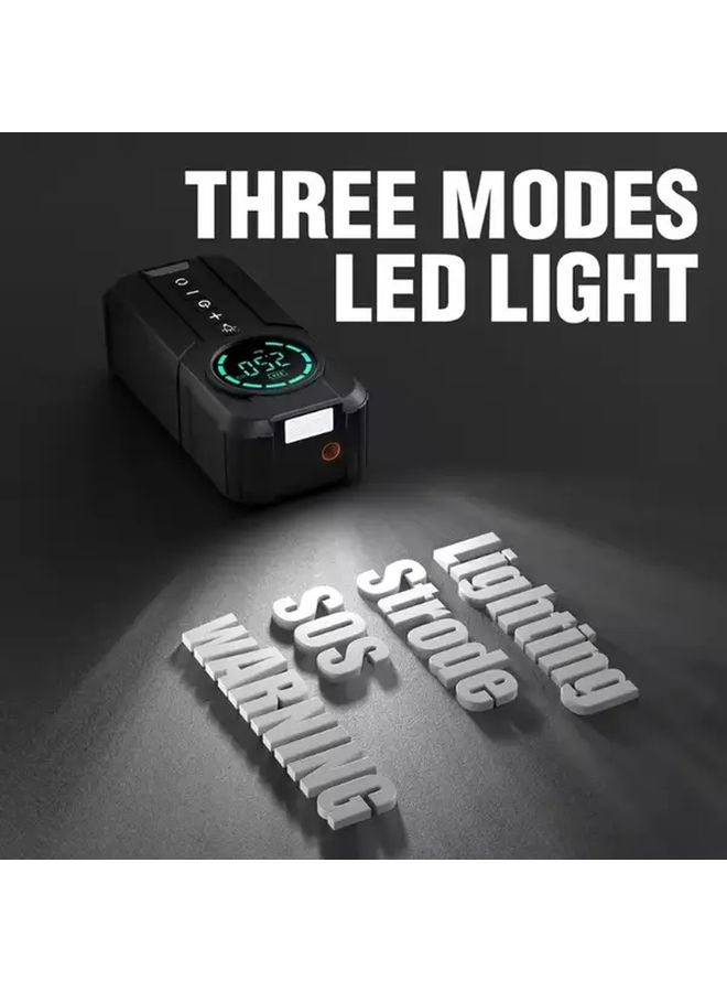 Black 1000A Car Jump Starter with Air Compressor 150PSI Tire Inflator Digital Display USB Type C - Image 3