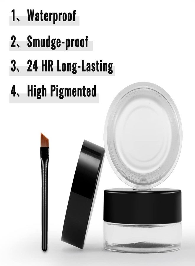 Erinde White Gel Eyeliner, Waterproof Cream Eyeliner Gel Pot, High-Intensity Pigments Long Lasting Smudge-Proof Eye Liner Eyebrow Makeup, Waterline Matte Eye Liner with 2PCS Brushes, 04 White - Image 5