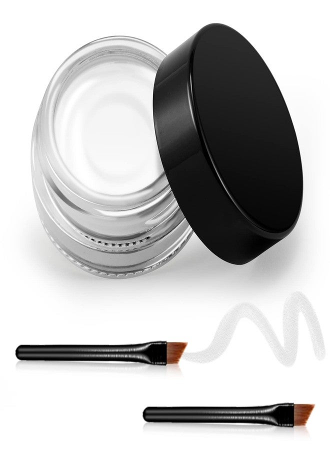 Erinde White Gel Eyeliner, Waterproof Cream Eyeliner Gel Pot, High-Intensity Pigments Long Lasting Smudge-Proof Eye Liner Eyebrow Makeup, Waterline Matte Eye Liner with 2PCS Brushes, 04 White - Image 1
