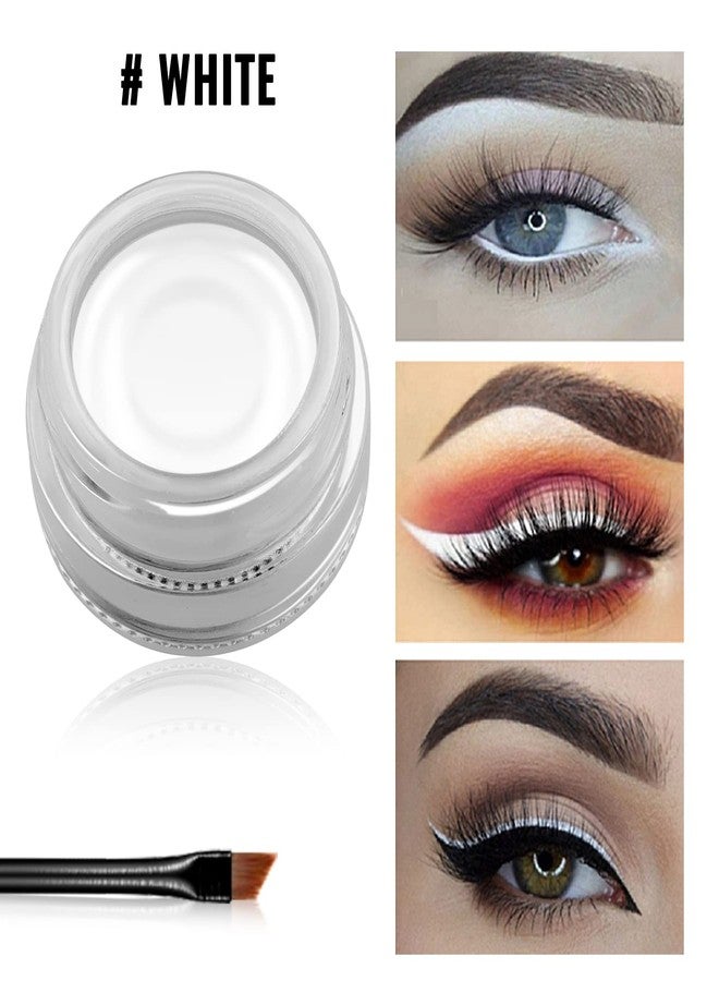Erinde White Gel Eyeliner, Waterproof Cream Eyeliner Gel Pot, High-Intensity Pigments Long Lasting Smudge-Proof Eye Liner Eyebrow Makeup, Waterline Matte Eye Liner with 2PCS Brushes, 04 White - Image 2
