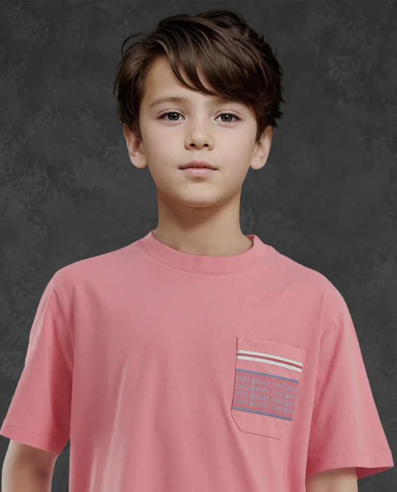 Rare Ones Rare Ones Kids Mitch Pink Cotton Full Sleeves Crew Neck Statement Print T-Shirt