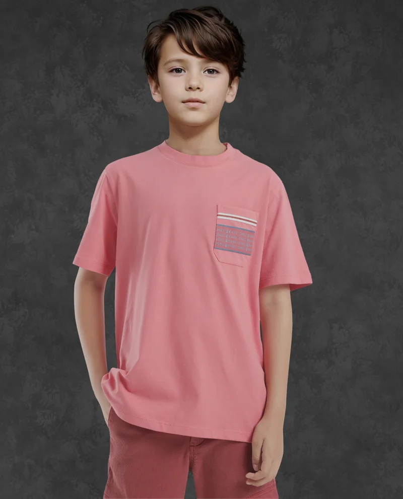 Rare Ones Rare Ones Kids Mitch Pink Cotton Full Sleeves Crew Neck Statement Print T-Shirt