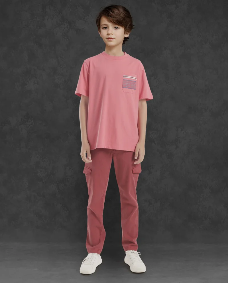 Rare Ones Rare Ones Kids Mitch Pink Cotton Full Sleeves Crew Neck Statement Print T-Shirt