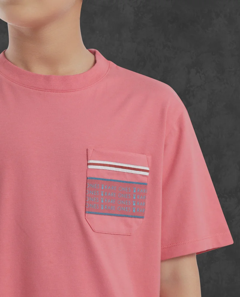 Rare Ones Rare Ones Kids Mitch Pink Cotton Full Sleeves Crew Neck Statement Print T-Shirt