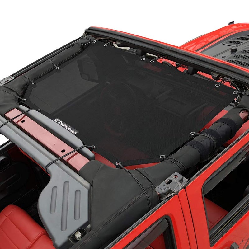 Shadeidea JK Sun Shade Top Compatible with Jeep Wrangler JKU Top Sunshade Soft Mesh Roof Cover 20072018 Wind Noise UV Blocker 10 Year Warranty 4 Door  2 Door Black Front