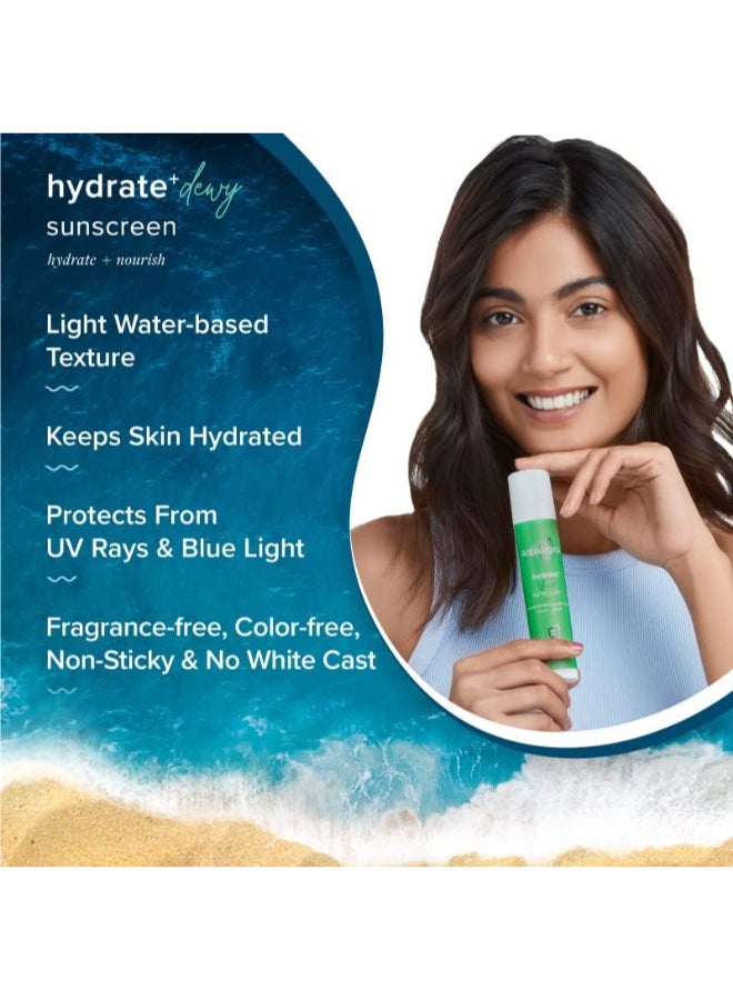 أكوالوجيكا واقي شمس أكوالوجيكا هيدرات+ ديوي بعامل حماية من الشمس ٥٠ PA+++، ٥٠ غرام | حماية من الأشعة فوق البنفسجية الطويلة والمتوسطة والزرقاء، للرجال والنساء | للبشرة الدهنية والمختلطة والجافة | خالٍ من العطور - Image 4