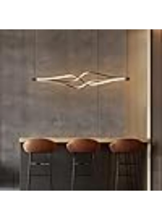 Modern LED Pendant Light with Remote Control | Wave Design Hanging Ceiling Lamp | Adjustable Brightness Dimmable Linear LED Light for Living Room, Dining Area & Bedroom - Image 2