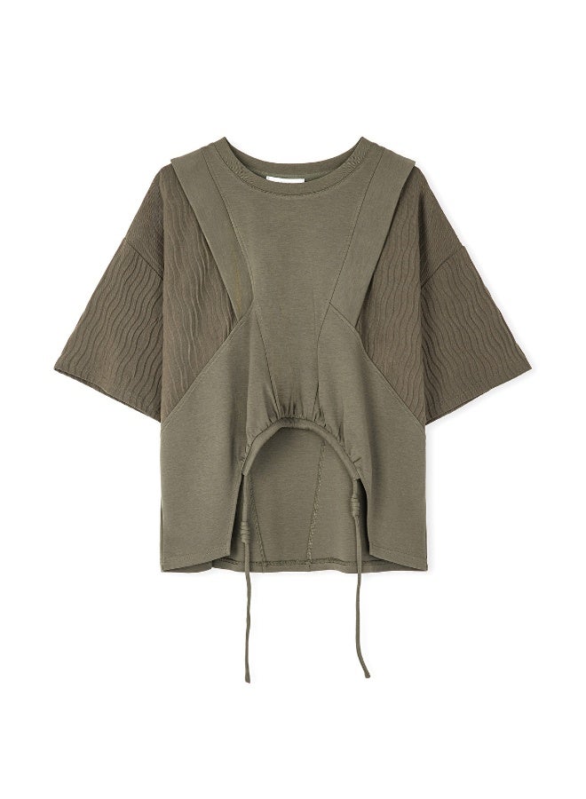 Ipekyol Draped Mixed T-Shirt  - Image 1