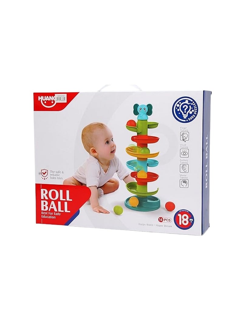 HUANGER Roll ball Spinning Stacking Toys, Rainbow Tower, Kids Stackable Spinning Toy, Rainbow Tower Stacking Games, Rainbow Stacking Rings, Rainbow Rotating Tower Stacking Toy for Children from 12 Months