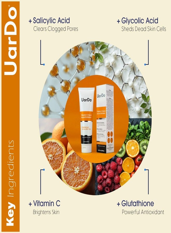 Uardo Vitamin-C-Burst Scrub Exfoliator 8.8 Fl Oz/ 260ml - usn109 | For Dull & Rough Skin Type | Radiant Glow | Smoothing | For Women and Men - Image 2