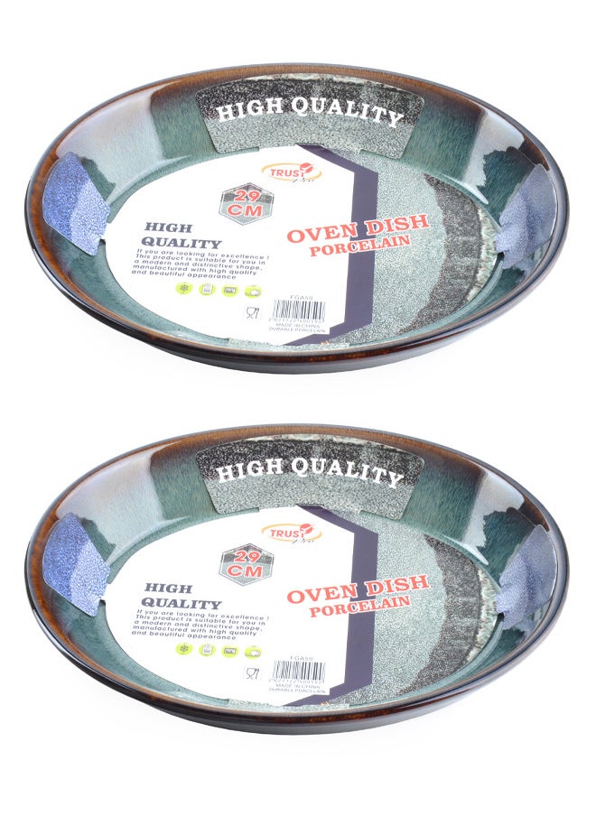 Trust 2-Piece Oval Porcelain Baking Dish 29CM Dark Green  - Image 1