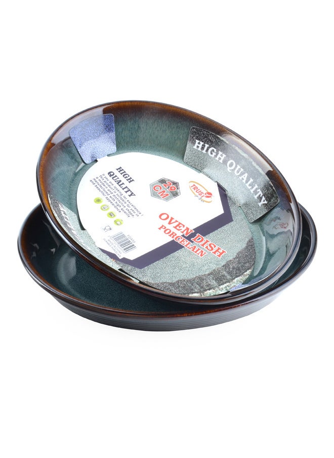 Trust 2-Piece Oval Porcelain Baking Dish 29CM Dark Green  - Image 2