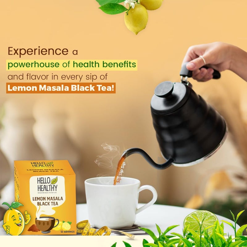 Hello Healthy Lemon Masala Black Tea | Instant Black Tea | Pack of 36 Sachet (7 g x 36) | Helps in Weinght Loss | Rich in Anti-oxidants | Detoxifies Your Body | Boost Immunity - Image 5