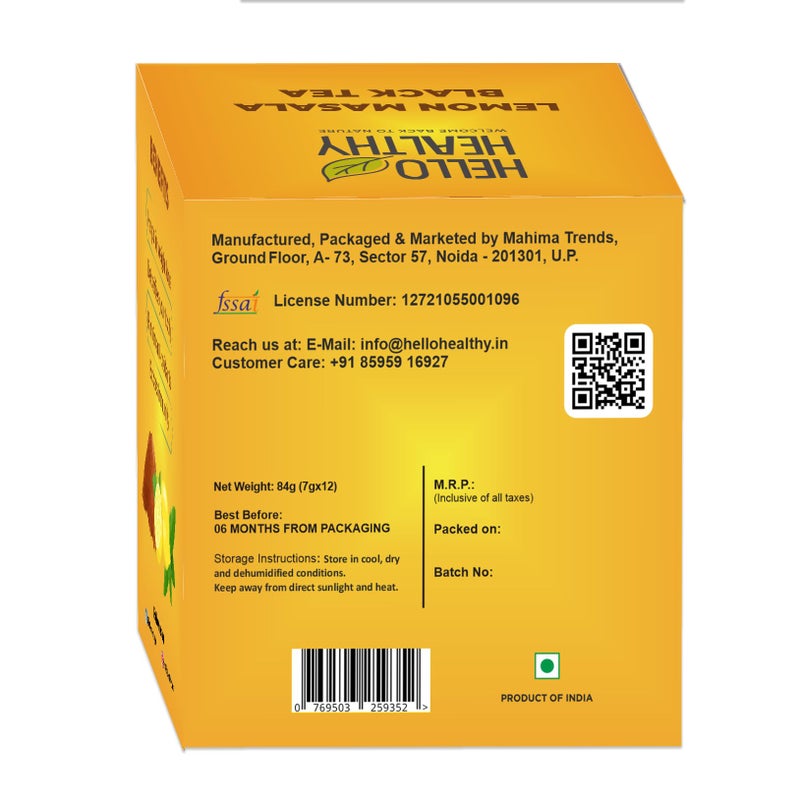 Hello Healthy Lemon Masala Black Tea | Instant Black Tea | Pack of 36 Sachet (7 g x 36) | Helps in Weinght Loss | Rich in Anti-oxidants | Detoxifies Your Body | Boost Immunity - Image 4