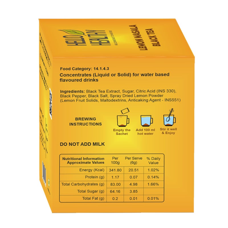 Hello Healthy Lemon Masala Black Tea | Instant Black Tea | Pack of 36 Sachet (7 g x 36) | Helps in Weinght Loss | Rich in Anti-oxidants | Detoxifies Your Body | Boost Immunity - Image 3