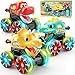 Intoypad 3 Pack Dinosaur Car Toys for Kids Toddlers Light up Wheels Monster Truck Toys for Boys 2 3 4 5 6 7 8 Years Old Christmas Birthady Gifts Press Go Dino Trucks Toy for Toddler Boy Baby - Image 3