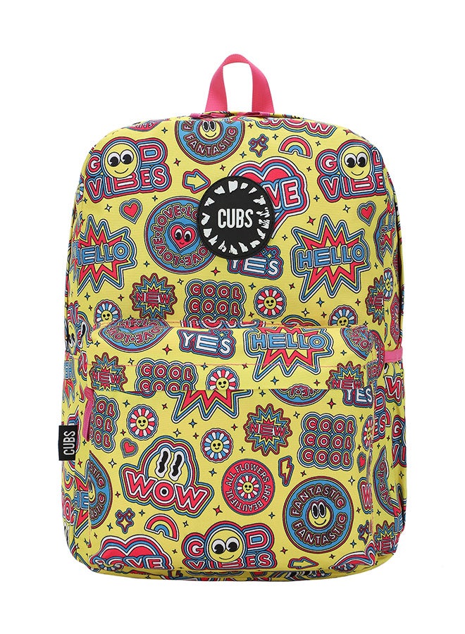 CUBS Smiley Print Waterproof Kids 28L Backpack with zip closure Ideal for 6-12 years age group, Compatible with 15" Laptop - Image 1