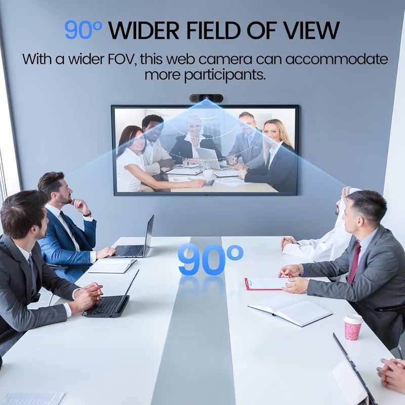 eMeet 1080P Webcam with Microphone, C960 Web Cam, 2 Mics, 90° FOV, USB Type-A & A-to-C Adapter, Plug&Play Computer Camera for Online Calling, Zoom/Teams/Facetime, Switch 2 Camera Support, 2025 Version - Image 4