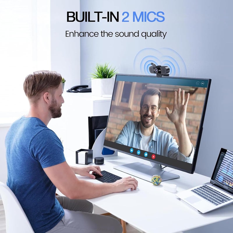 eMeet 1080P Webcam with Microphone, C960 Web Cam, 2 Mics, 90° FOV, USB Type-A & A-to-C Adapter, Plug&Play Computer Camera for Online Calling, Zoom/Teams/Facetime, Switch 2 Camera Support, 2025 Version - Image 3