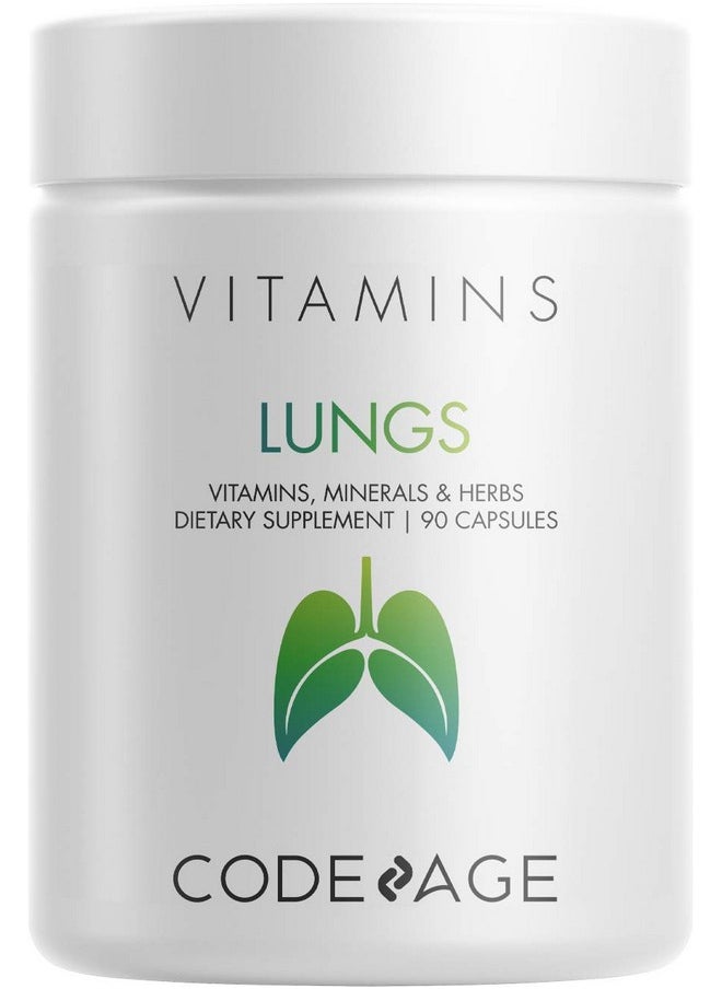 Codeage Lungs Vitamins A C D E B6 Milk Thistle Lung Supplement Zinc & Magnesium Cordyceps Reishi Ginger Peppermint Leaf Organic Herbs Cleanse Breathing Respiration Nongmo 90 Capsules  - Image 1