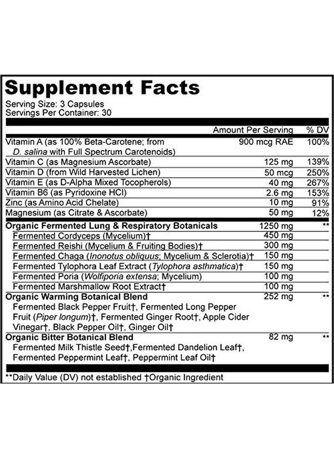 Codeage Lungs Vitamins A C D E B6 Milk Thistle Lung Supplement Zinc & Magnesium Cordyceps Reishi Ginger Peppermint Leaf Organic Herbs Cleanse Breathing Respiration Nongmo 90 Capsules  - Image 3