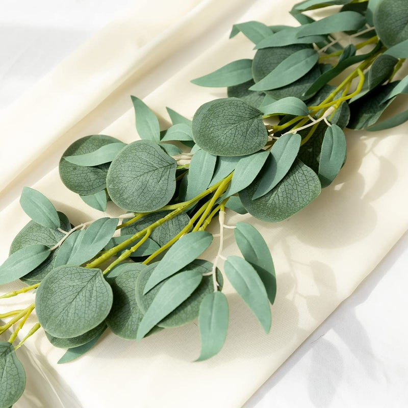 Kisflower 5 Pack 6.56FT Green Eucalyptus Garland for Decoration Table with Willow Leaves Greenery Garland Fake Hanging Plants Vines for Wedding Arch Decor Party Room Home Garden Office Wall Decor - Image 3