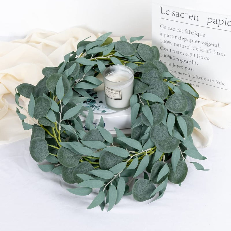 Kisflower 5 Pack 6.56FT Green Eucalyptus Garland for Decoration Table with Willow Leaves Greenery Garland Fake Hanging Plants Vines for Wedding Arch Decor Party Room Home Garden Office Wall Decor - Image 5