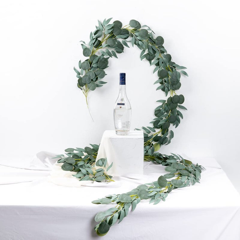 Kisflower 5 Pack 6.56FT Green Eucalyptus Garland for Decoration Table with Willow Leaves Greenery Garland Fake Hanging Plants Vines for Wedding Arch Decor Party Room Home Garden Office Wall Decor - Image 4