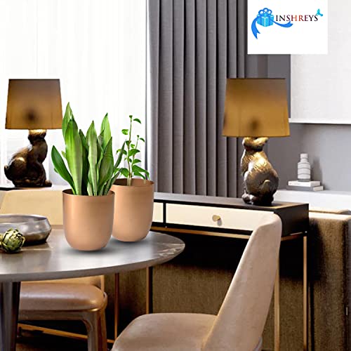 INSHREYS Mid Century Set of 2 Flower Pot Vase for Home Decoration Living Room Stand for Home Decoration, Balcony Garden Handing Indoor Round Metal Planter Pot Set- Flower Vase Pots for Living Room - Image 5