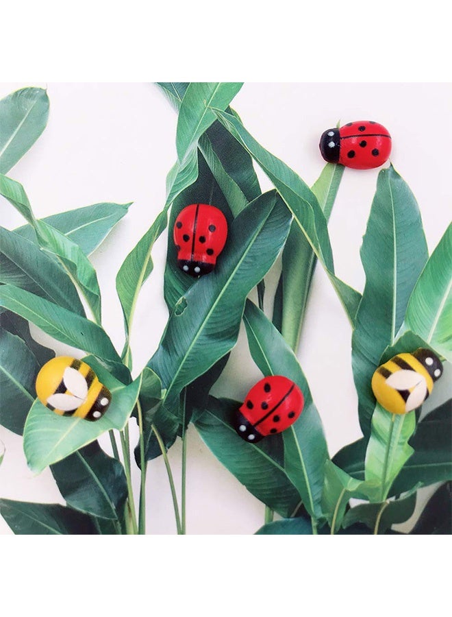 Peachjoy 120pcs Wood Bees and Wood Ladybugs Flatback Bees Wooden Ladybugs Self-Adhesive Embellishments for Craft Scrapbooking Baby Shower Birthday Party Decoration - Image 2