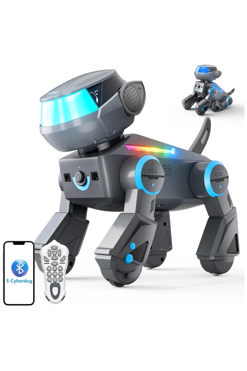 Subotech Rc Robots Toys with AI, Programmable Smart Remote Control Robot Dog Toys for Kid Interactive Dancing, Walking, Singing, Stunt Robot Dog Educational Toys, 2.4Ghz RC Robot Toys with Bluetooth and Multi-Color LED Eyes for Boys Girls Ages 3+（ Grey). - Image 1