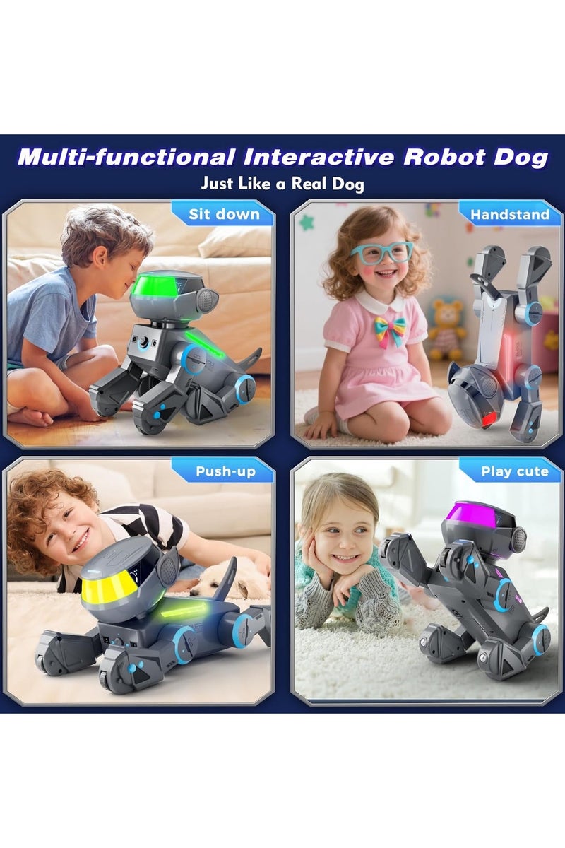 Subotech Rc Robots Toys with AI, Programmable Smart Remote Control Robot Dog Toys for Kid Interactive Dancing, Walking, Singing, Stunt Robot Dog Educational Toys, 2.4Ghz RC Robot Toys with Bluetooth and Multi-Color LED Eyes for Boys Girls Ages 3+（ Grey). - Image 5