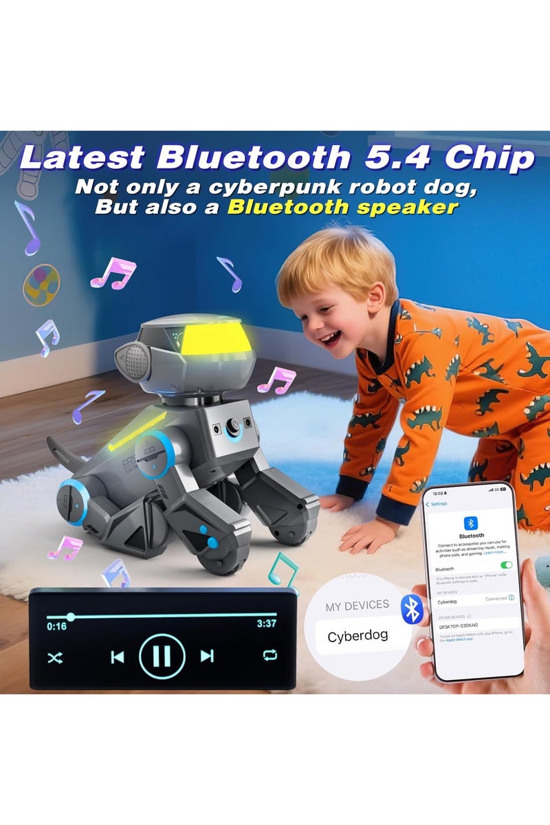 Subotech Rc Robots Toys with AI, Programmable Smart Remote Control Robot Dog Toys for Kid Interactive Dancing, Walking, Singing, Stunt Robot Dog Educational Toys, 2.4Ghz RC Robot Toys with Bluetooth and Multi-Color LED Eyes for Boys Girls Ages 3+（ Grey). - Image 4