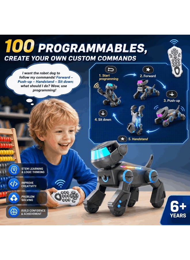 Subotech Smart Robot Dog Toy for Kids, AI Interactive Remote Control Robotic Pet with Bluetooth, One-Click Dancing, Bionic Movements, Stunt Actions, Multicolor LED Face Light Show, Rechargeable Robot Dog Gift for Boys Girls Ages 6-15 - Image 2
