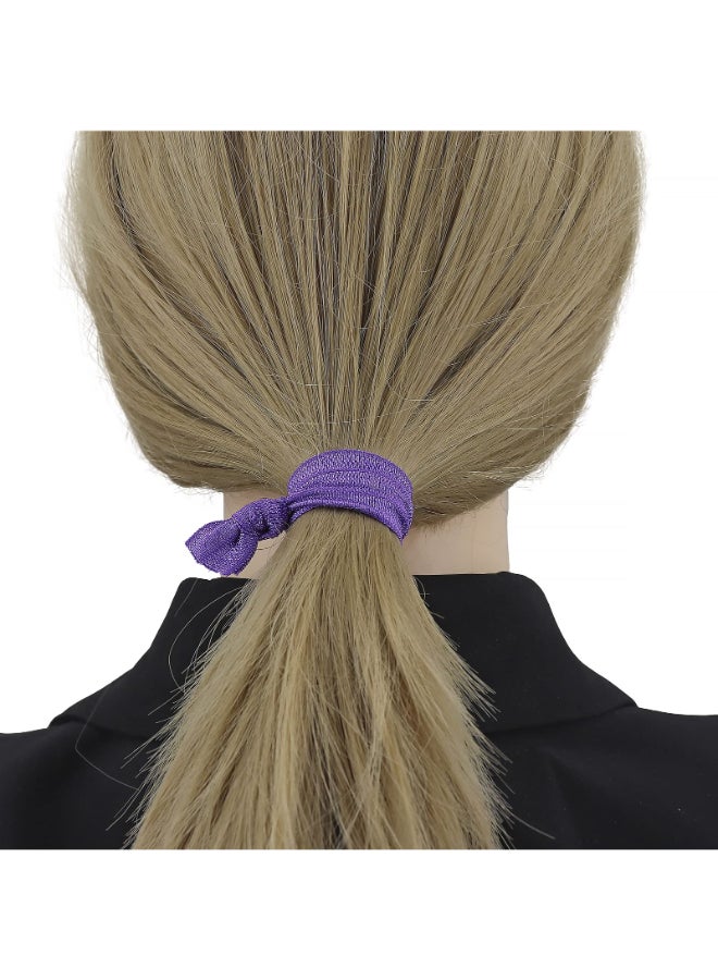 manipepe 50 Pack Solid Color Knotted Hair Ties No Crease Hair Ponytail Elastics for Women and Girls purple - Image 4