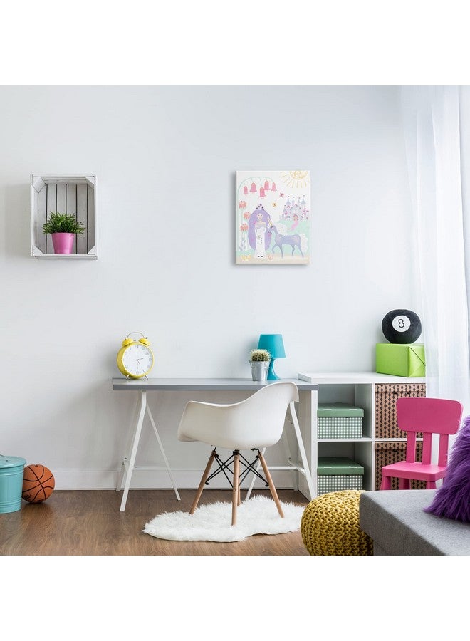 Stupell Industries Children's Princess and Unicorn Magical Fairy Tale Castle, Designed by Tina Devins Canvas Wall Art, 16 x 20, Purple - Image 3