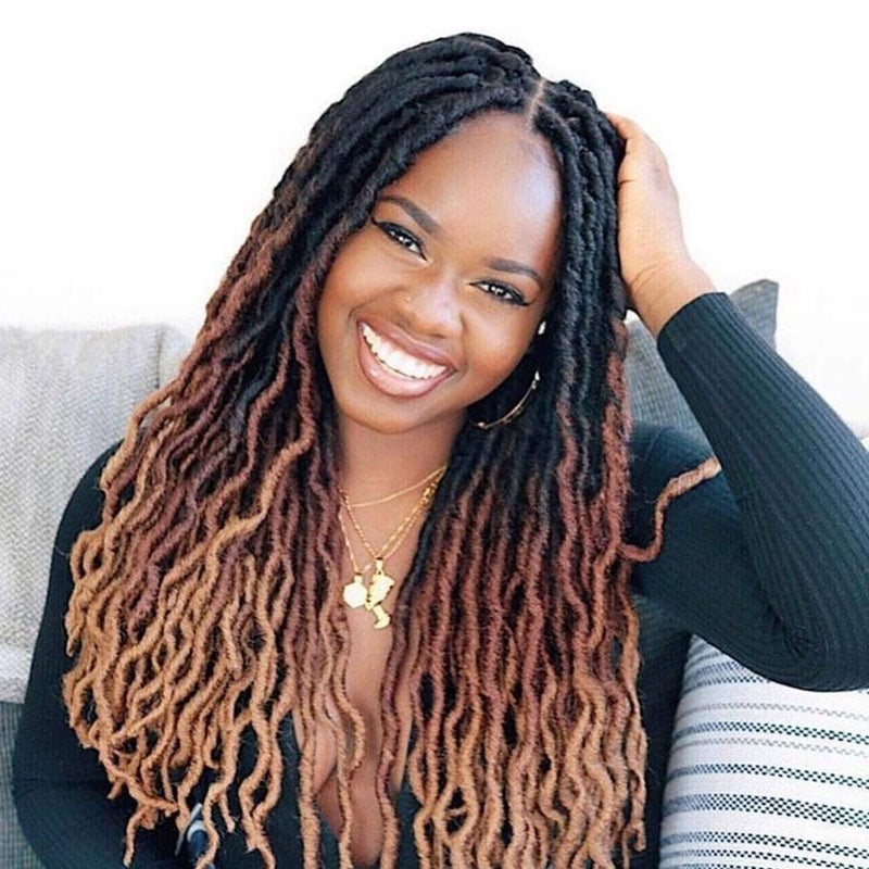 14 Inch Goddess Faux locs Crochet Hair 6 PacksLot Soft Gypsy Locs Wavy Crochet Braids Dreadlocks 3 Tone Curly Wavy Twist Braiding Hair Extensions African Roots Braid1B3027
