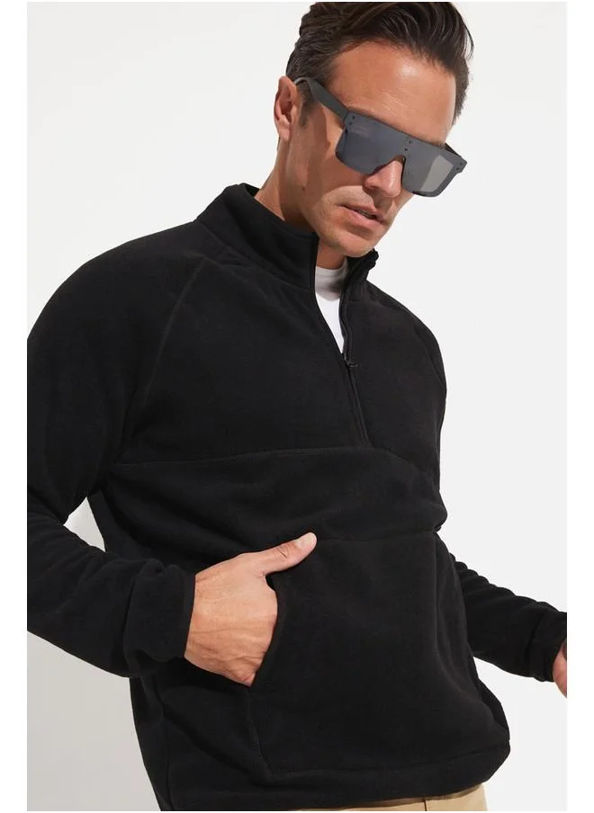 جون June Men Kangaroo Pocket Fleece Sweatshirt Black