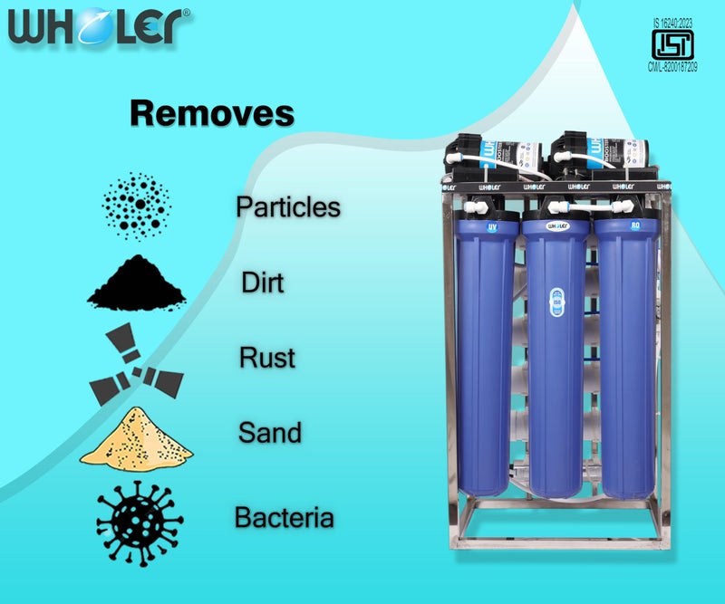 WHOLER 100 Litre Per Hour Commercial Ro+Uv Water Purifier System 100 LPH Stainless Steel, Fully Automatic With Tds Adjuster AND Auto shut off 100LPH RO+ TDS+ UV+ AUTO SHUT OFF, Activated carbon fiter. - Image 3