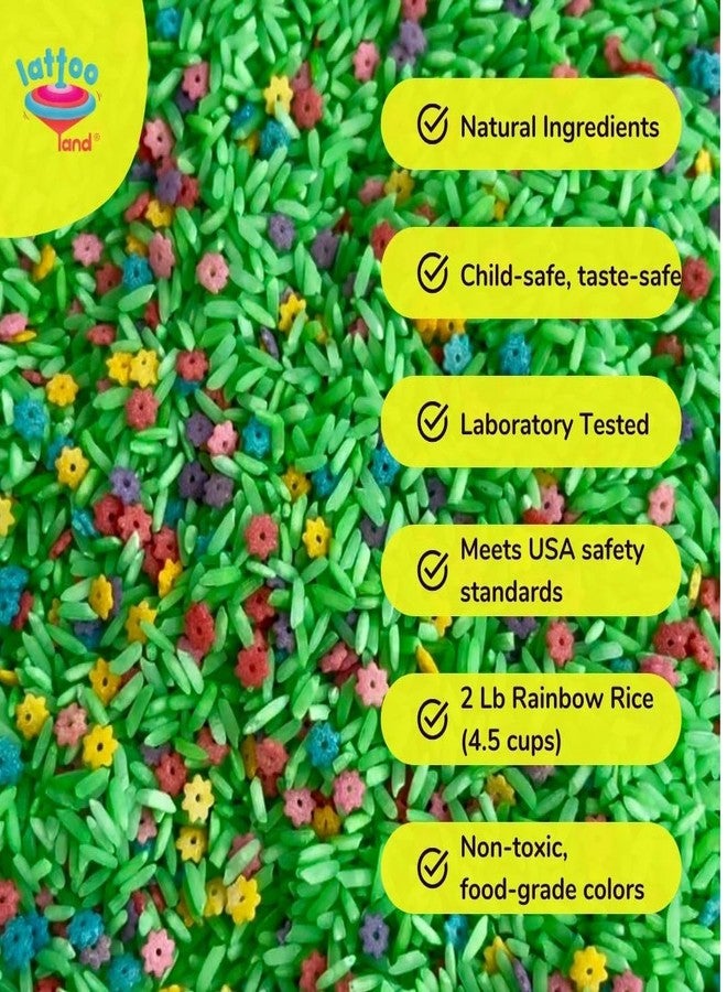 Lattooland Spring Sensory Rice Bin Fillers for Kids -2 LB (4 Cups) | Sensory Play Set with Colored Rice Mix | Montessori Activities & STEM Play | Non-Toxic & Child -Safe | Sensory Table Filler - Image 2
