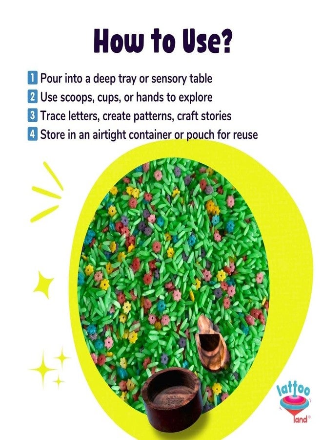 Lattooland Spring Sensory Rice Bin Fillers for Kids -2 LB (4 Cups) | Sensory Play Set with Colored Rice Mix | Montessori Activities & STEM Play | Non-Toxic & Child -Safe | Sensory Table Filler - Image 3