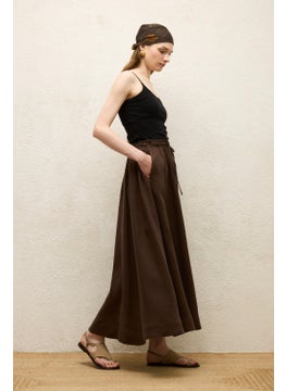 Manuka Loose Cut Linen Skirt Bitter Brown  - Image 3