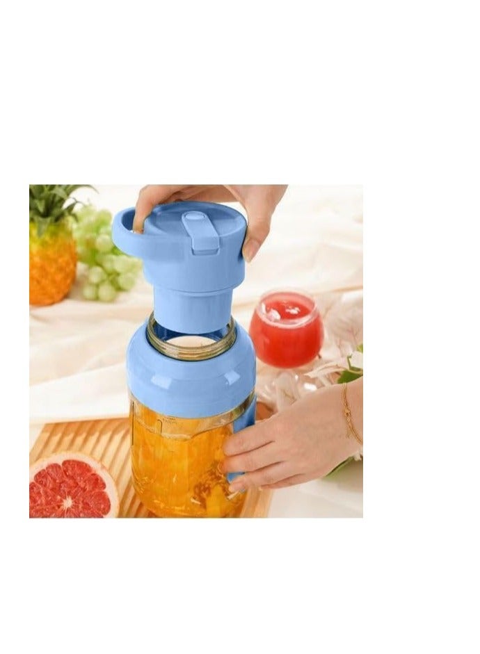 Spaceshoop Portable Personal Blender, 1.5L Handheld Juicer for Summer Smoothies and Shakes, USB Rechargeable Fruit Juice Mixer for Outdoors  (blue) - Image 2
