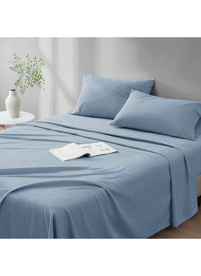 Comfort Spaces - Comfort Spaces 100% Cotton Sheet Set Breathable, Lightweight, Soft with 12" Elastic Pocket Fits up to 14" Mattress, All Season Cozy Bedding, Matching Pillow Case, Twin XL Blue 3 Piece - Image 1