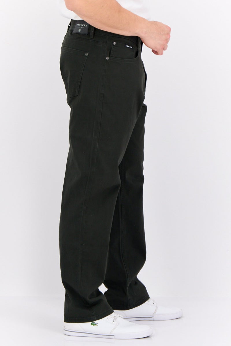 Henleys Men Regular Fit Solid Chino Pants, Dark Green - Image 2
