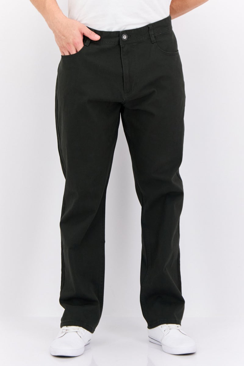 Henleys Men Regular Fit Solid Chino Pants, Dark Green - Image 1