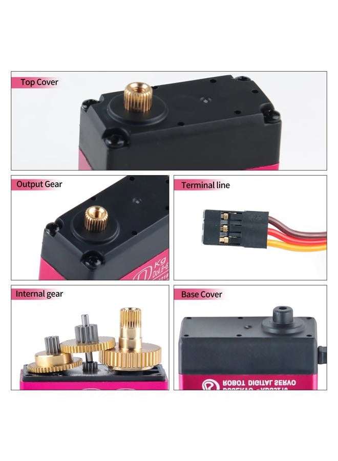 Wishiot RDS3218 20KG Servo Motor 180° Waterproof Full Metal Gear Steering Digital Servo Metal Bracket Double Bearing with U Mounting Bracket for RC Car Robot DIY 1/8 1/10 (20KG 180°) - Image 3