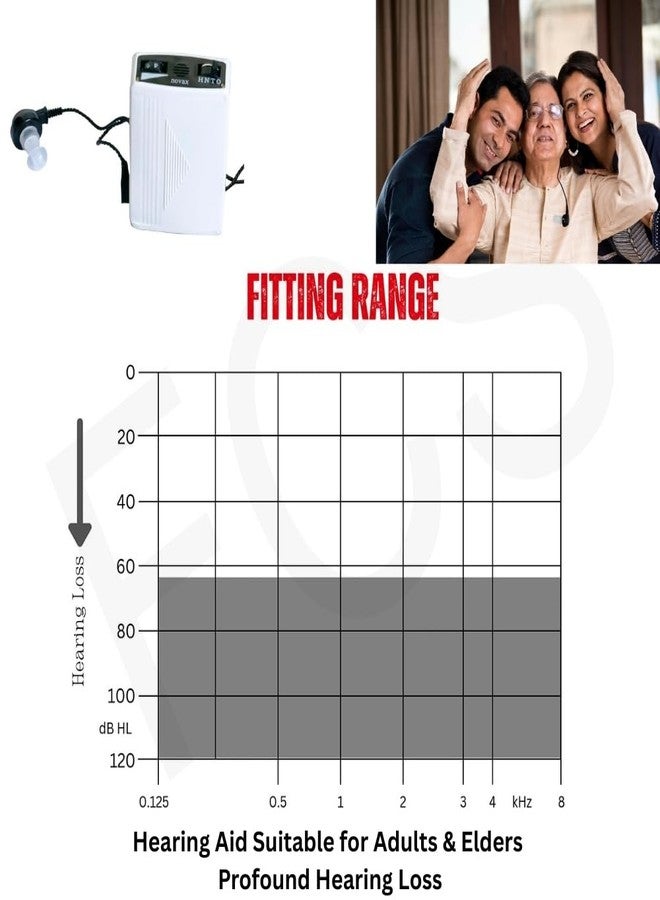 FCS Novax Maximus super power pocket hearing instrument with 3 Pin Receiver | Personal Sound Amplification Product (PSAP) for Severe to Profound hearing loss | 1 year warranty (White) - Image 4