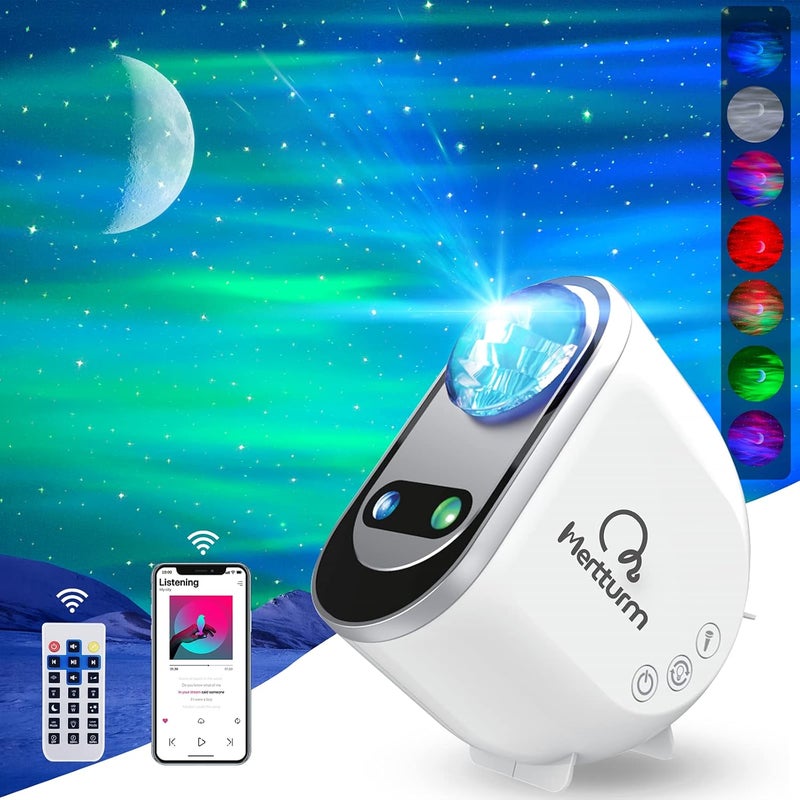 MERTTURM Galaxy Aurora Projector, 3 in 1 LED Northern Lights Star Projector, 6 White Noise Starry Moon Light with Bluetooth Speaker for Adult Kids Gift, Bedroom, Room Decor - Image 1